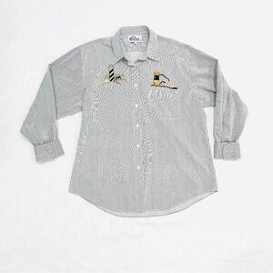Vintage Las Olas Nautical Embroidered & Embellished Button Down Striped Shirt